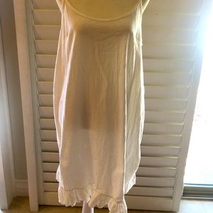 White linen spaghetti strap dress